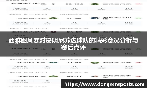 西雅图风暴对决明尼苏达球队的精彩赛况分析与赛后点评